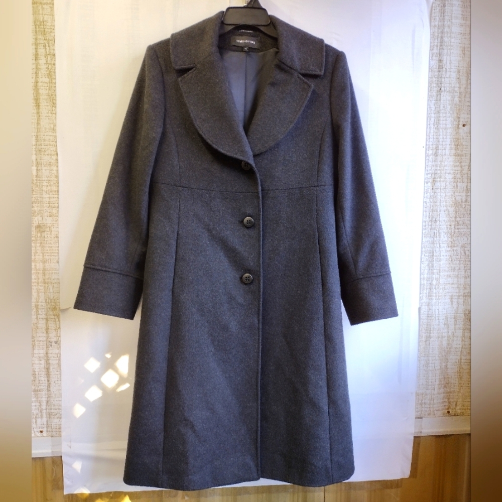 Jones New York Womens Wool Blend Long Pea Coat Single Breasted Size 14